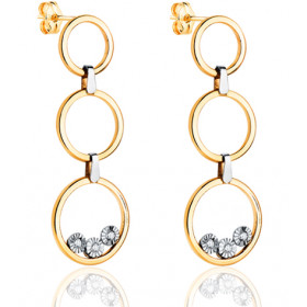 Pendants d'oreilles or 18 carats et zirconiums