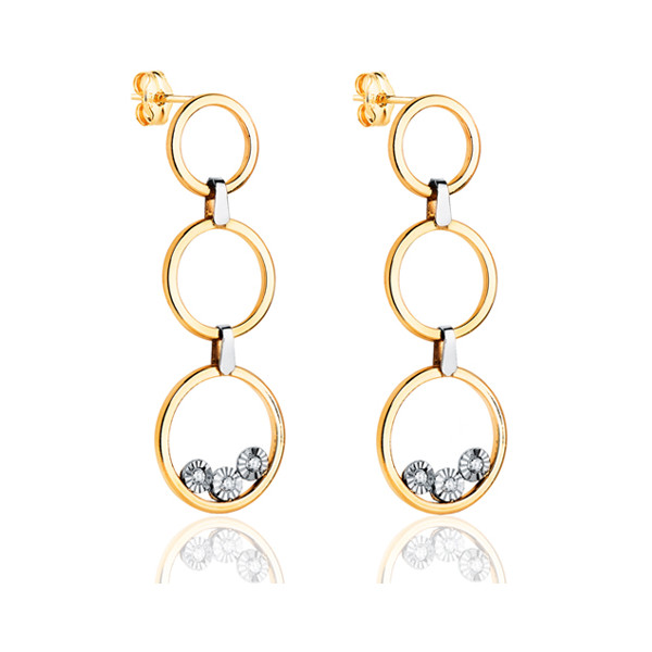 Pendants d'oreilles or 18 carats et zirconiums