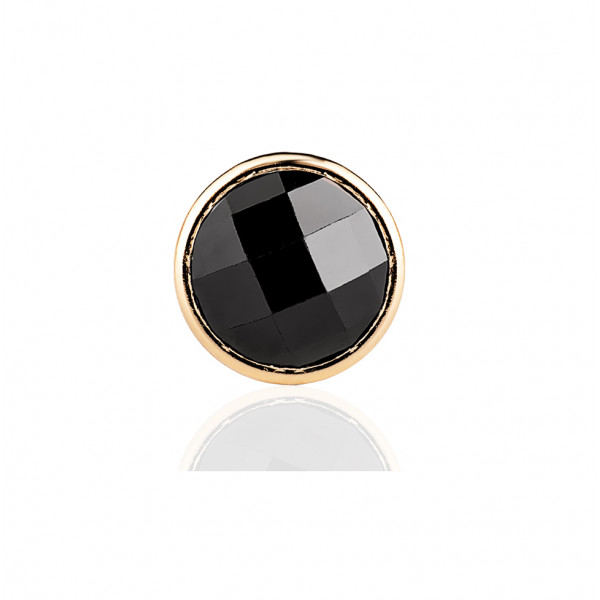 Boucle d'oreille zirconium noir 8,5 mm et or jaune 18 carats pour homme