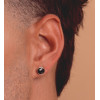Boucle d'oreille zirconium noir 8,5 mm et or jaune 18 carats pour homme