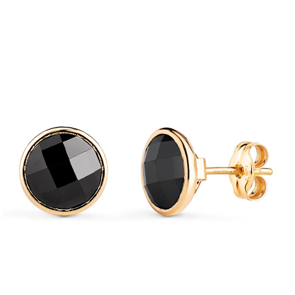 Boucle d'oreille zirconium noir 8,5 mm et or jaune 18 carats pour homme