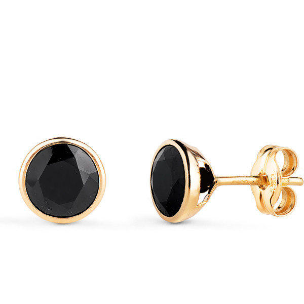 Boucle d'oreille zirconium noir 6,2 mm et or jaune 18 carats pour homme