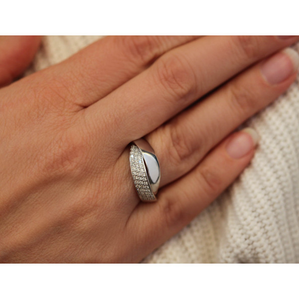 Bague or blanc 18 carats et diamant 0,42 carat