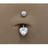 Piercing nombril or 18 carats et zirconium "cœur"