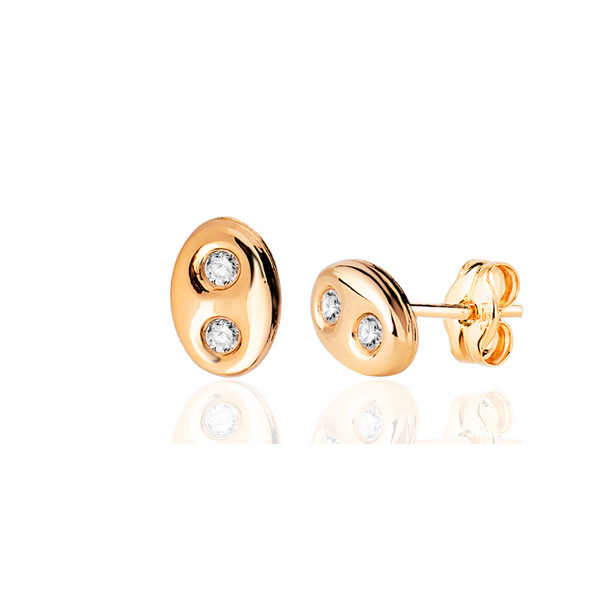 Boucle d'oreille or jaune 18 carats "grain de café" et zirconium homme