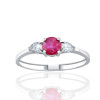 Bague diamant de synthèse 0,29 carat, rubis et or 18 carats