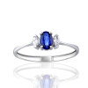 Bague diamant de synthèse 0,13 carat, saphir et or 18 carats