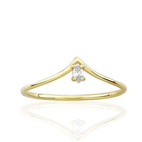 Bague diamant de synthèse 0,06 carat et or jaune 18 carats
