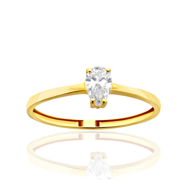 Bague diamant de synthèse 0,35 carat et or jaune 18 carats