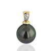 Pendentif or 18 carats et perle de Tahiti ronde 8/9 mm et diamant 0,025 carat