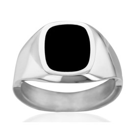 Chevalière argent et onyx pour homme