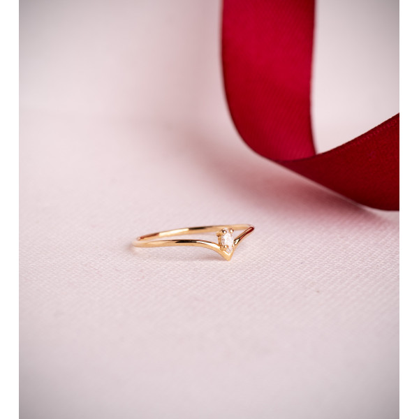Bague diamant de synthèse 0,06 carat et or jaune 18 carats