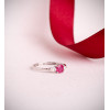 Bague diamant de synthèse 0,29 carat, rubis et or 18 carats