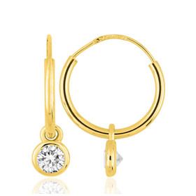 Boucles d'oreilles or jaune 18 carats créoles et zirconium pour enfant