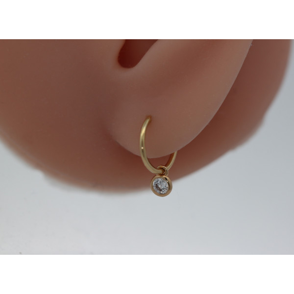 Boucles d'oreilles or jaune 18 carats créoles et zirconium pour enfant