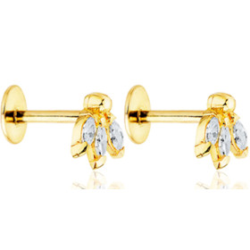 Boucles d'oreilles or 18 carats et zirconiums