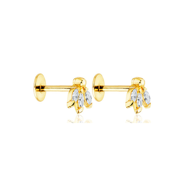 Boucles d'oreilles or 18 carats et zirconiums