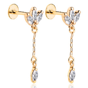 Pendants d'oreilles or 18 carats et zirconiums