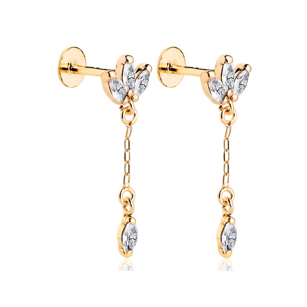 Pendants d'oreilles or 18 carats et zirconiums