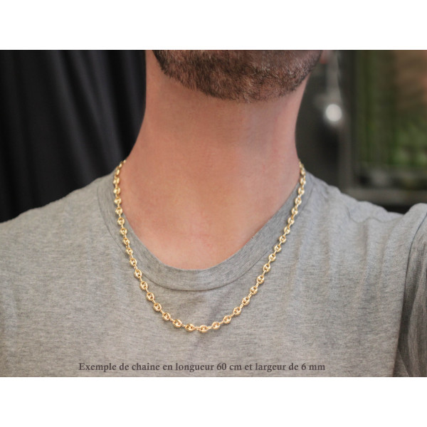 Chaine or jaune 18 carats maille grain de café 60 cm