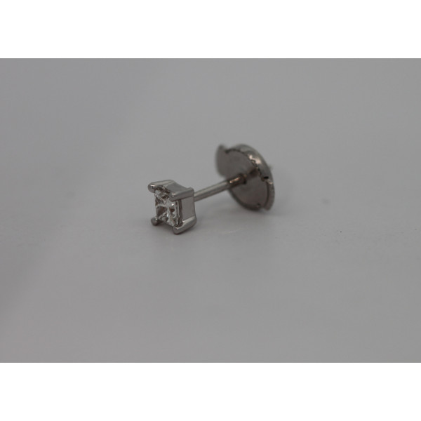 Boucle d'oreille diamant 0,15 carat et or blanc 18 carats pour homme