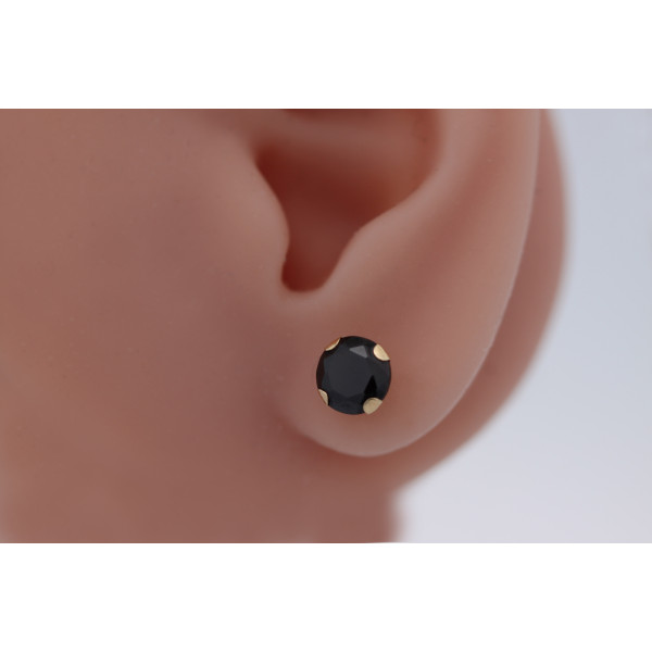 Boucle d'oreille zirconium noir 7 mm et or jaune 18 carats pour homme