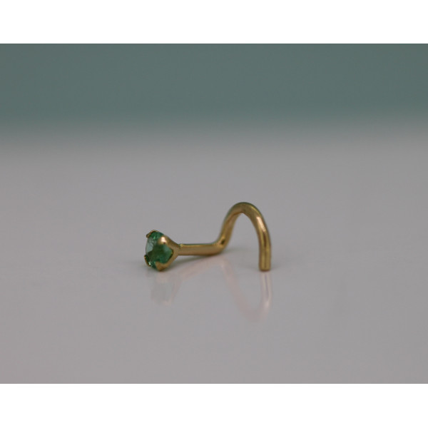 Piercing nez or 9 ou 18 carats et emeraude