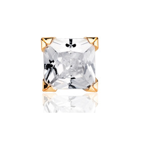 Boucle d'oreille zirconium carré 7 mm et or jaune 18 carats pour homme