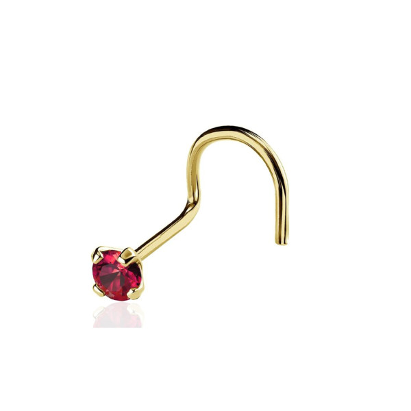 Piercing nez or 9 ou 18 carats et rubis