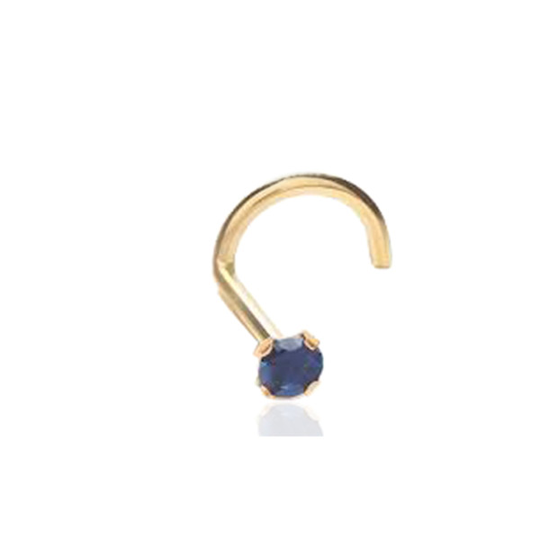 Piercing nez or 9 ou 18 carats et saphir