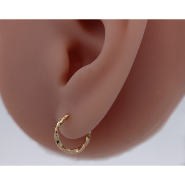 Créoles or jaune 18 carats torsadées 12 mm pour enfant
