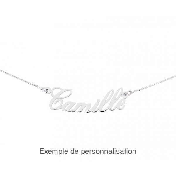 collier prenom or blanc personnalisable