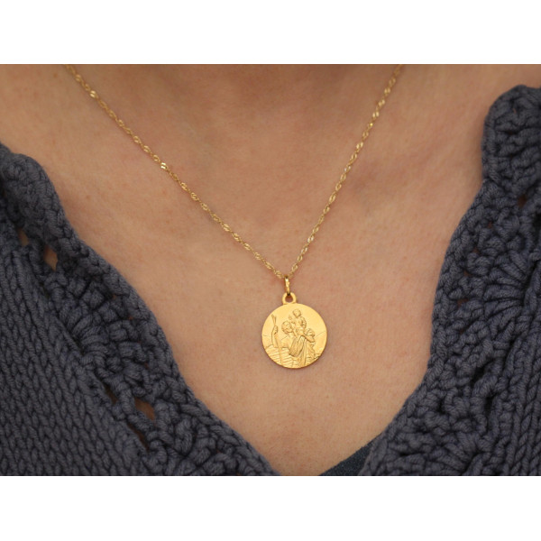 Médaille "Saint-Christophe" or jaune 9 ou 18 carats