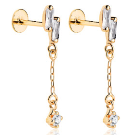 Pendants d'oreilles or 18 carats et zirconiums