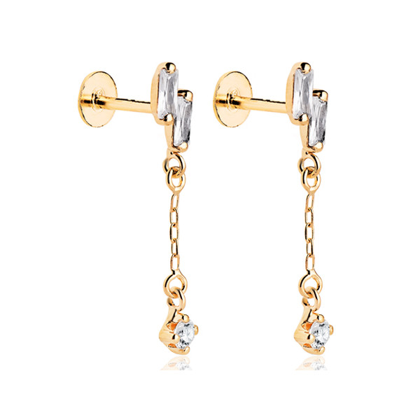 Pendants d'oreilles or 18 carats et zirconiums