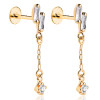Pendants d'oreilles or 18 carats et zirconiums