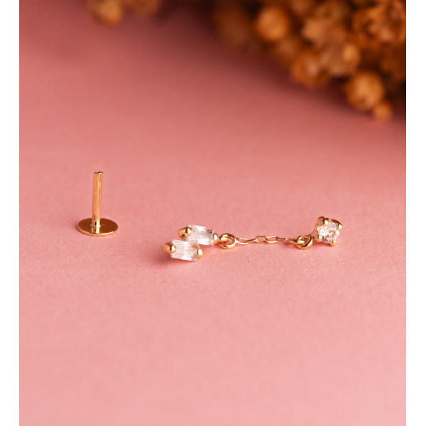 Pendants d'oreilles or 18 carats et zirconiums