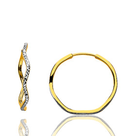 Créoles deux ors 18 carats vagues 17 mm