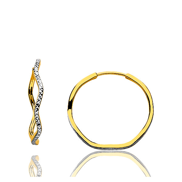 Créoles deux ors 18 carats vagues 17 mm