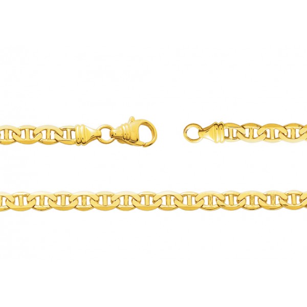 Bracelet or jaune 18 carats maille marine plate pour femmes