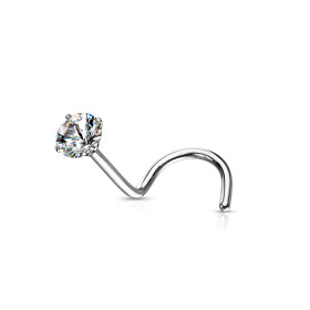 Piercing nez or blanc 18 carats et diamant 0,006 carat