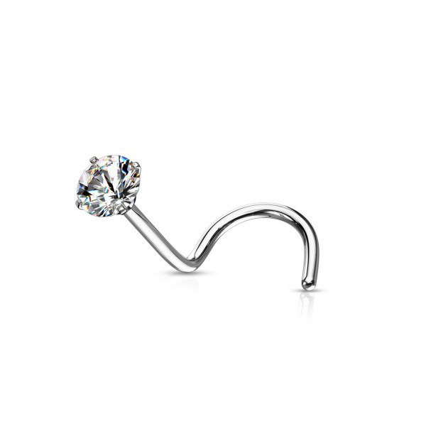 Piercing nez or blanc 18 carats et diamant 0,006 carat