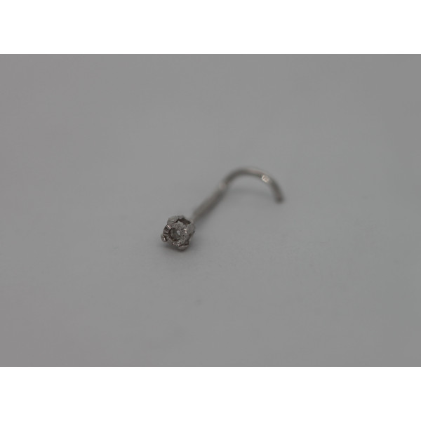 Piercing nez or gris 18 carats et diamant 0,006 carat