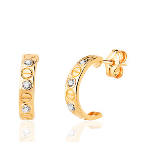 Demi-créoles or 18 carats "zirconiums et vis"
