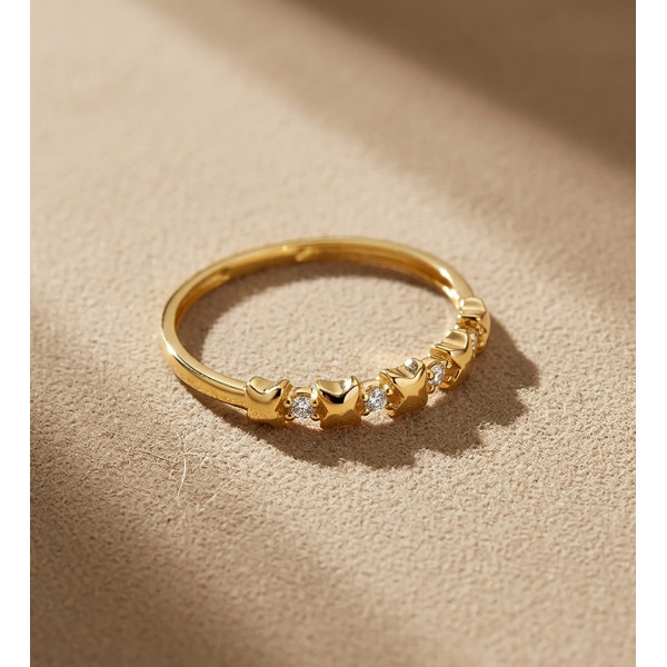 Bague or jaune 18 carats et zirconiums pour femmes