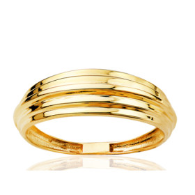 Bague or 18 carats avec bandes brillantes 6,5 mm