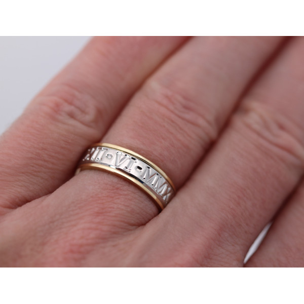 Alliance platine et or jaune 18 carats 6 mm "romaine"