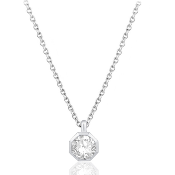 Collier diamant de synthèse 0,50 carat et or 9 ou 18 carats