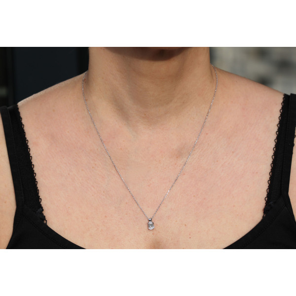 Collier diamant de synthèse 1 carat et or 9 ou 18 carats