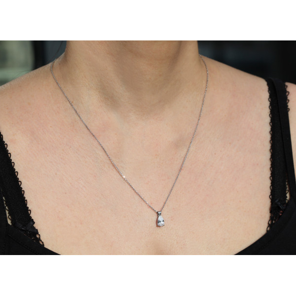 Collier diamant de synthèse 1 carat et or 9 ou 18 carats